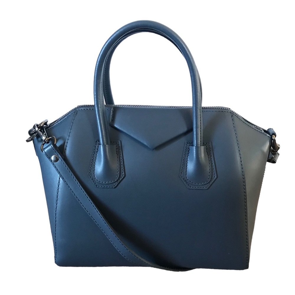Dark Blue Color Borse in Pelle Satchel Bag